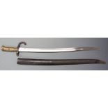French 1866 pattern chassepot bayonet dated 1873 to 57cm fullered Yataghan blade, stamped R.S