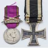 German WW1 Saxe-Coburg-Gotha Order of Ernestine medal, Carl Eduard issue with clasp for 1914-17,