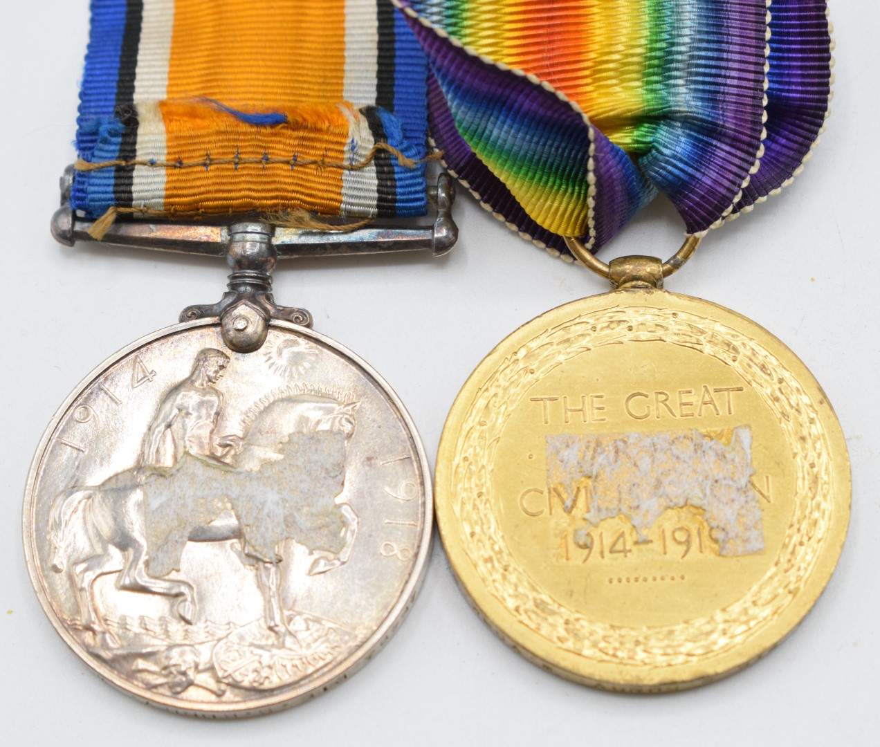 British Army WW1 medals comprising War and Victory Medals, both named to 46483 Pte S Bundy, West - Image 2 of 4
