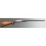 E M Reilly .380 hammer action rook rifle with chequered semi-pistol grip and forend, carved horn