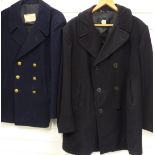 Naval peacoat with 46L to internal label, together with a similar French example, size large