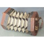 Lachenal Anglo concertina with 20 bone keys, wooden fretworked ends and five-fold bellows, serial no