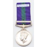 British Army General Service Medal with clasp for Malaya named to 22561536 Tpr D Wade, 13th/18th