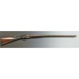 Thomas Adsett of Canterbury 10 bore side by side percussion hammer action shotgun with named lock,