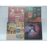 King Crimson - Seven albums including In The Court Of The Crimson King (ILPS9111 pink rim), In The