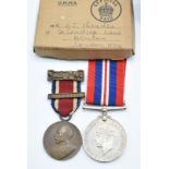 British Army WW2 War Medal with postal address box to E J Thaeder London together with a London
