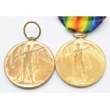 Two British Army WW1 Victory Medals named to 108451 Pte W C Sneller, Liverpool Regiment, and 30243