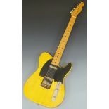 Fender American vintage 1952 re-issue Telecaster, butterscotch blonde with black scratch plate, no