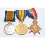 British Army WW1 medals comprising 1914-1915 Star, War Medal and Victory Medal, all named to 11755