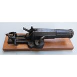 French 16 bore pinfire trip wire alarm gun with rear flat stamped 'Depose' and 5 inch part octagonal