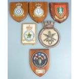 Royal Navy HMS Chivalrous metal plaque together with five other military examples, Royal Air Force