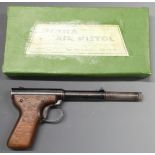 Diana Model 2 .177 air pistol with shaped wooden grips, NVSN, in reproduction box.