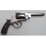 Webley style 80 bore five shot double action percussion revolver with frame engraved 'London