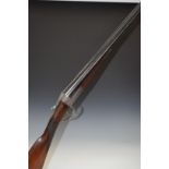 Unnamed English 12 bore side by side shotgun with engraved lock, trigger guard, underside, thumb