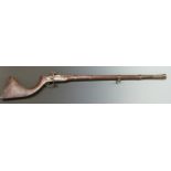 Turkish, Ottoman or Middle Eastern percussion jezail rifle with ornately engraved lock, hammer and