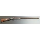 Italian 24 bore double barrelled over and under percussion hammer action sporting gun with
