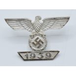 German Army WW2 Third Reich Nazi 'Spange Zum Eisernen Kreuz' bar to Iron Cross First Class, screw
