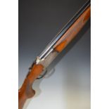 Lanber 12 bore over and under ejector shotgun with engraved lock, trigger guard, underside, top