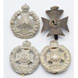 Four British Army Kings Royal Rifle Corps/ Rifle Brigade cap badges