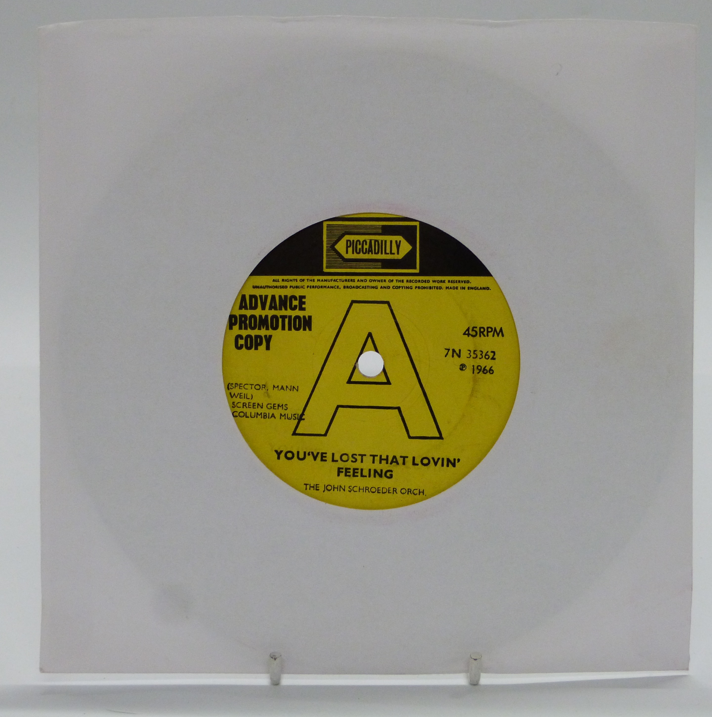 The John Schroeder Orchestra -You've Lost That Lovin' Feeling (7n 35362) demo, appears EX