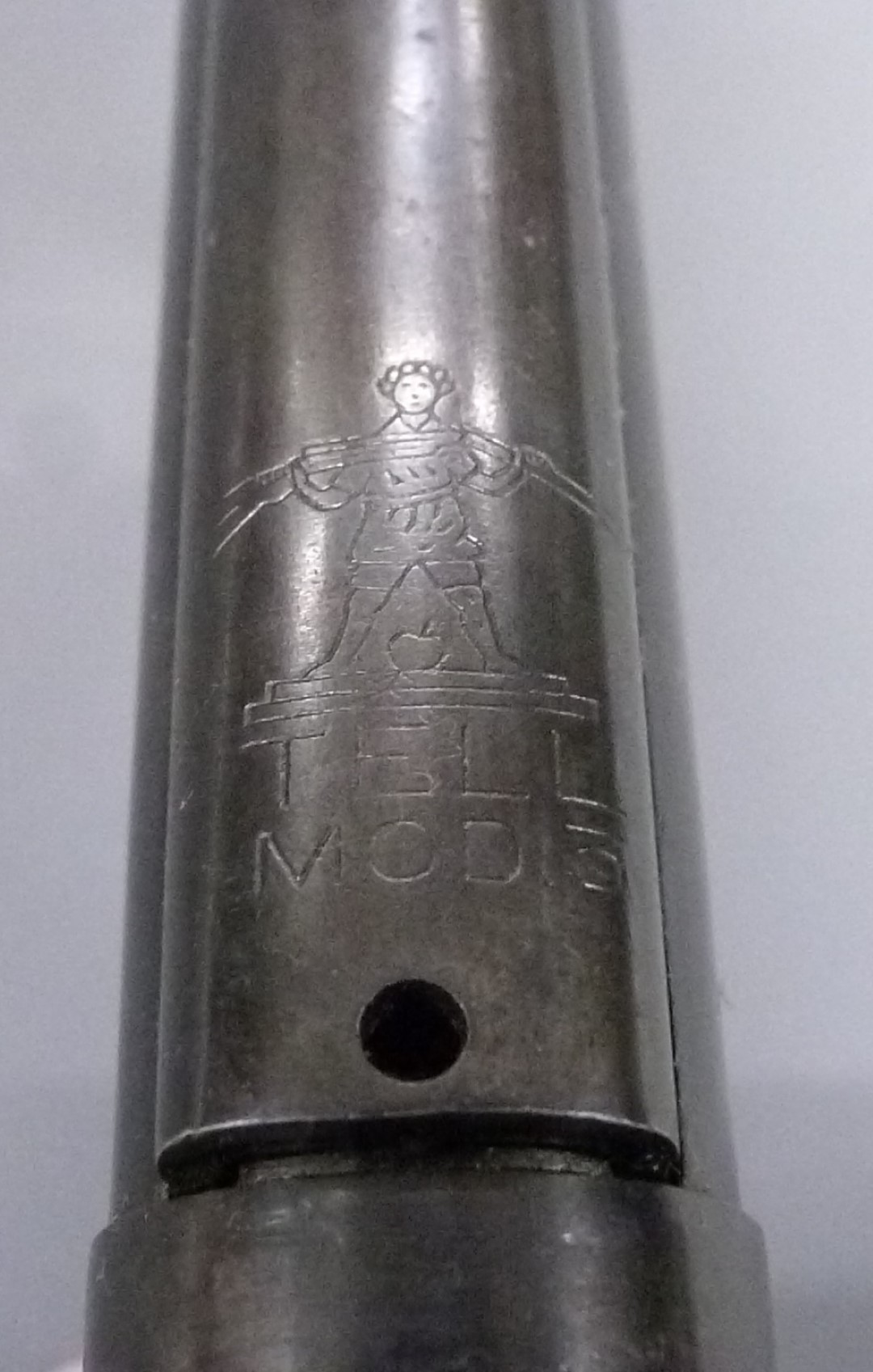 Tell Model 3 6 1/3mm air pistol with shaped and chequered Bakelite grip, inset maker's logo, top - Image 5 of 6