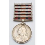 British Army Queens South Africa medal with ghost dates, clasps for Tugela Heights, Orange Free