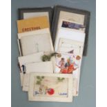 WW1 Christmas cards including Manchester Regiment, Royal West Kent Regiment, HMS Colossus, 1/25th