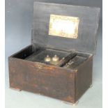 19thC visible bells musical box playing six airs on a 13cm cylinder, width of case 41cm