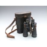 German WW2 binoculars 7x50 number 25500 and serial number 395053 Nazi eagle impressed to cover