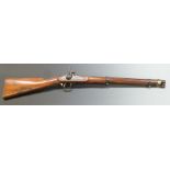 Enfield pattern two band percussion hammer action Cavalry carbine rifle with brass trigger guard,