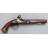 W G Chance & Co flintlock pistol with brass trigger guard, butt cap and mounts, brass tipped