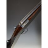 AYA 12 bore side by side ejector shotgun with named and engraved locks, engraved underside,