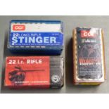 One-hundred-and-thirty-five .22 rifle cartridges including CCI Stinger, Velocitor etc, all in