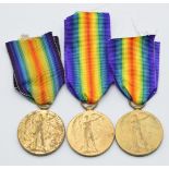 Three British WW1 Victory Medals, named to 53767 G Pemberton, Royal Air Force, 5897 G W Twigger,