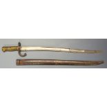 French 1866 pattern chassepot bayonet dated 1868 to 57cm fullered Yataghan blade, stamped 18488 to