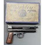 Webley Mark I 5th Series .177 air pistol with maker's logo inset to the wooden grips and