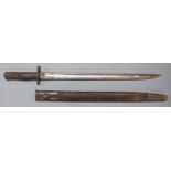 British 1907 WW1 bayonet, Wilkinson to 43cm single edged fullered blade, with scabbard. PLEASE