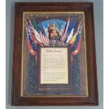 British Army WW1 framed Roll of Honour named to Henry Strange from the Parishioners of