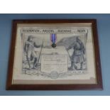 French framed medal and certificate for Jean-Baptiste Bonnet Michon for 'services to the Army of the