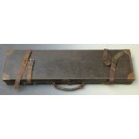 Holland & Holland leather bound wooden shotgun case with fitted interior, brass corners and original