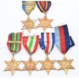 Six British medals comprising France and Germany Star, 1939-1945 Star, Italy Star, Pacific Star with