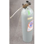 Twelve litre compressed gas bottle with pressure gauge suitable for re-charging PCP air rifles.