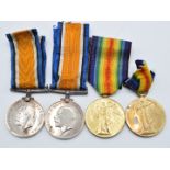 British Army WW1 father and son medals comprising War and Victory medals named to 032283 Pte G W