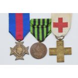 Three French 1870-1871 war medals including War Medal, Red Cross Medal and Volunteer's Medal