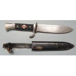 German WW2 Third Reich Nazi Hitler Youth dagger with etched motto 'Blut Und Ehre' and Emil Voos