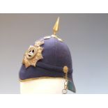 British Army Home Service style blue cloth helmet for the Gloucestershire Regiment