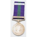 British Army General Service Medal with clasp for Malaya named to 23626556 Tpr R Smith, 13th/18th