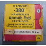 Twenty-five Kynoch .380 hammerless automatic pistol cartridges, in original box PLEASE NOTE THAT A