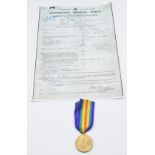 Australian Army WW1 Victory Medal, named to 788 Sgt J Briggs, 112th Battalion Australian Imperial