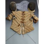 Two fencing swords/epées by Leon Paul, two fencing masks and a padded jacket
